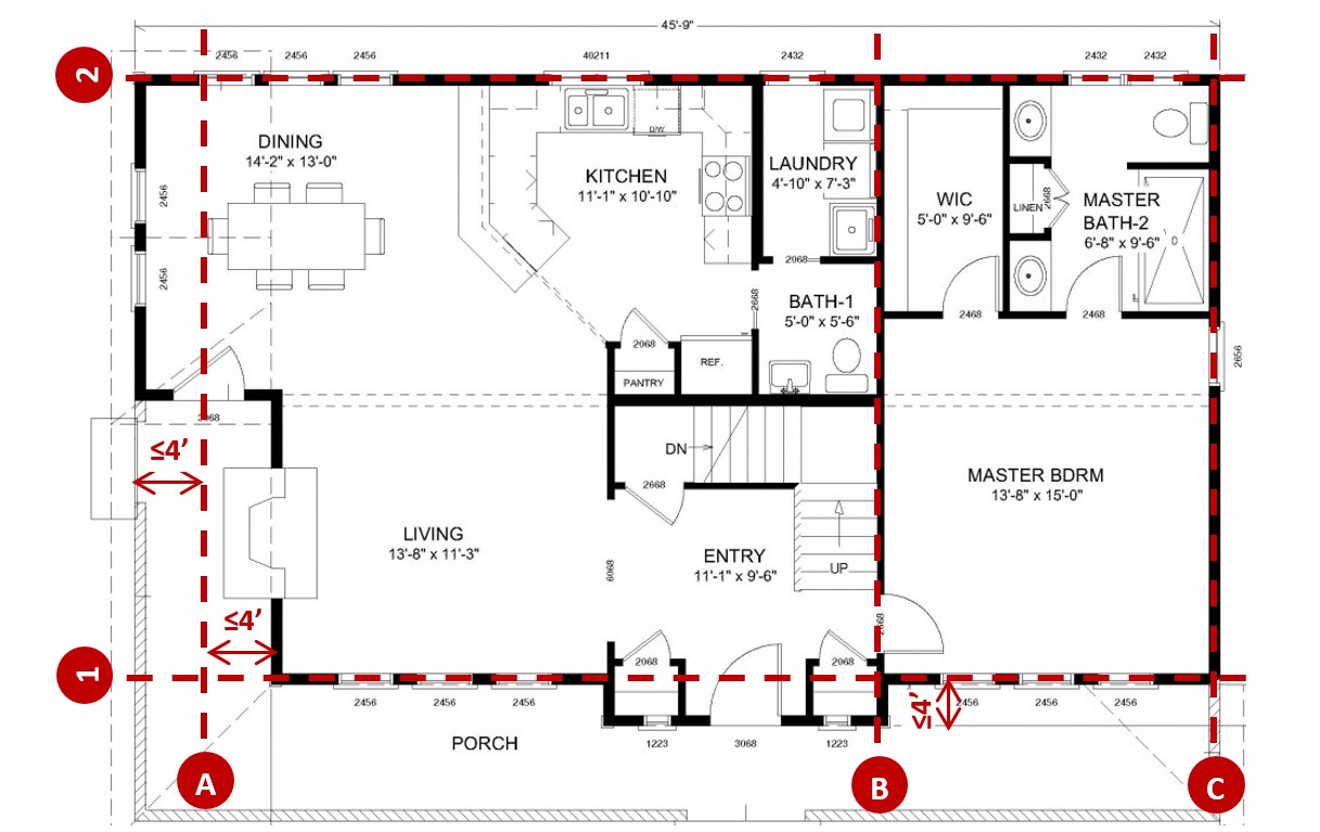 placement of braced wall lines diagram