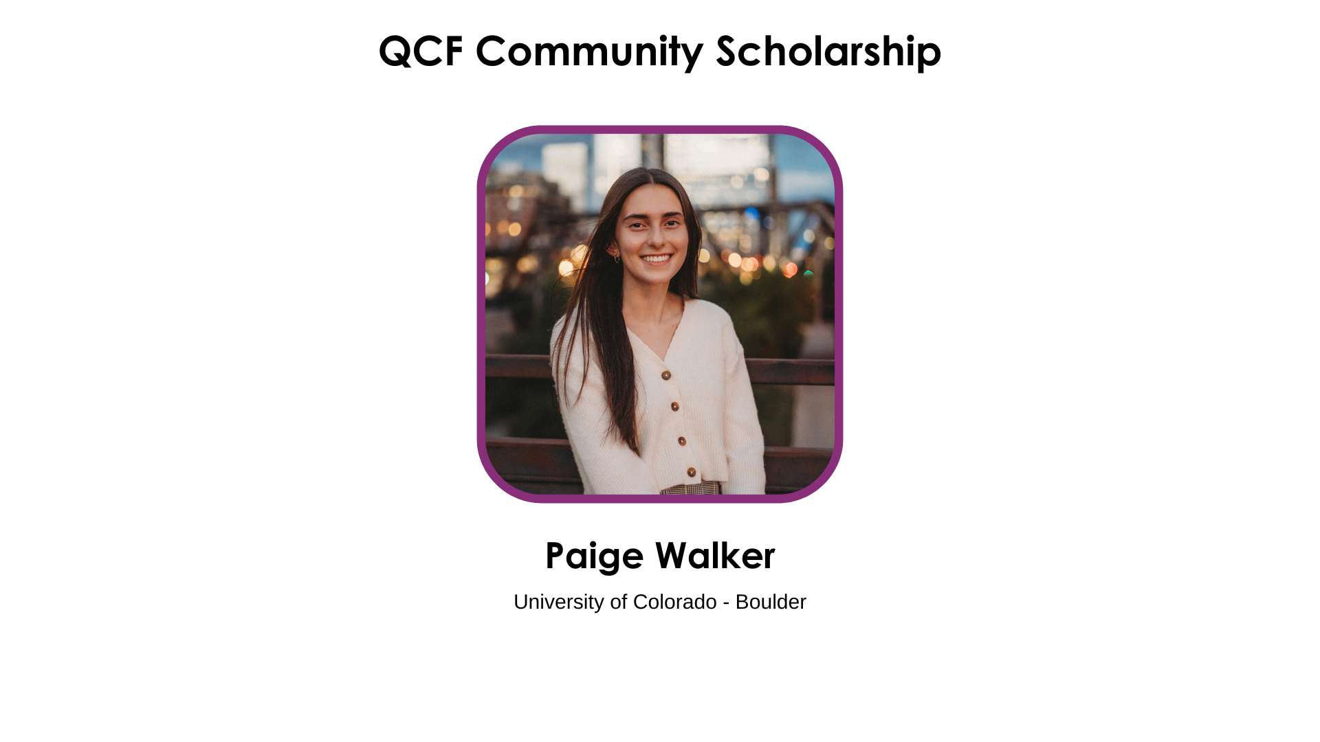 QCF Community Scholarship Recipient Photo